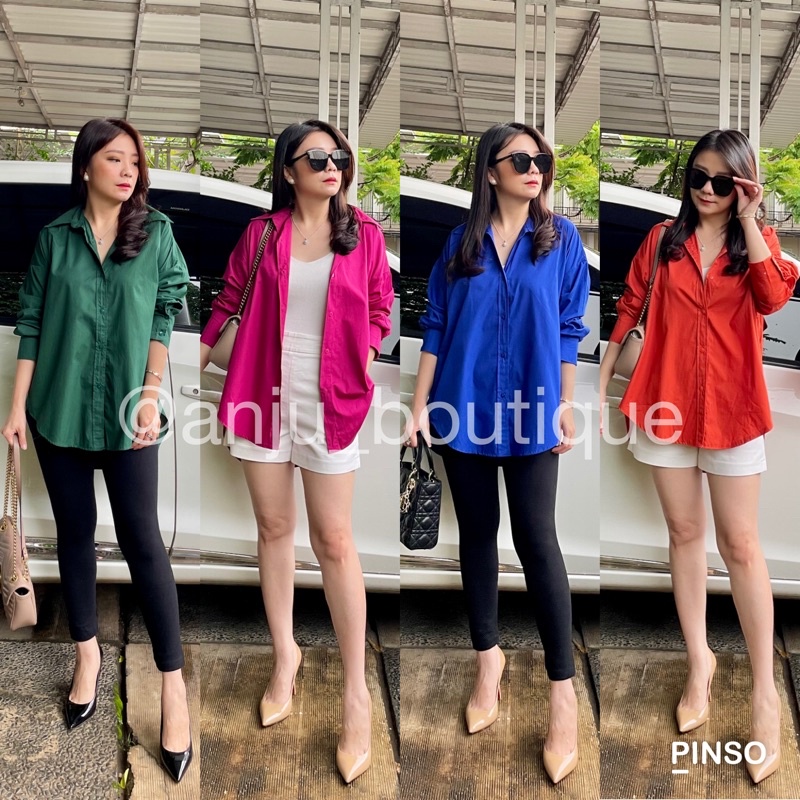ANJU | Alice Shirt | Kemeja Merah Putih | Kemeja Oversized Wanita Kemeja Zara