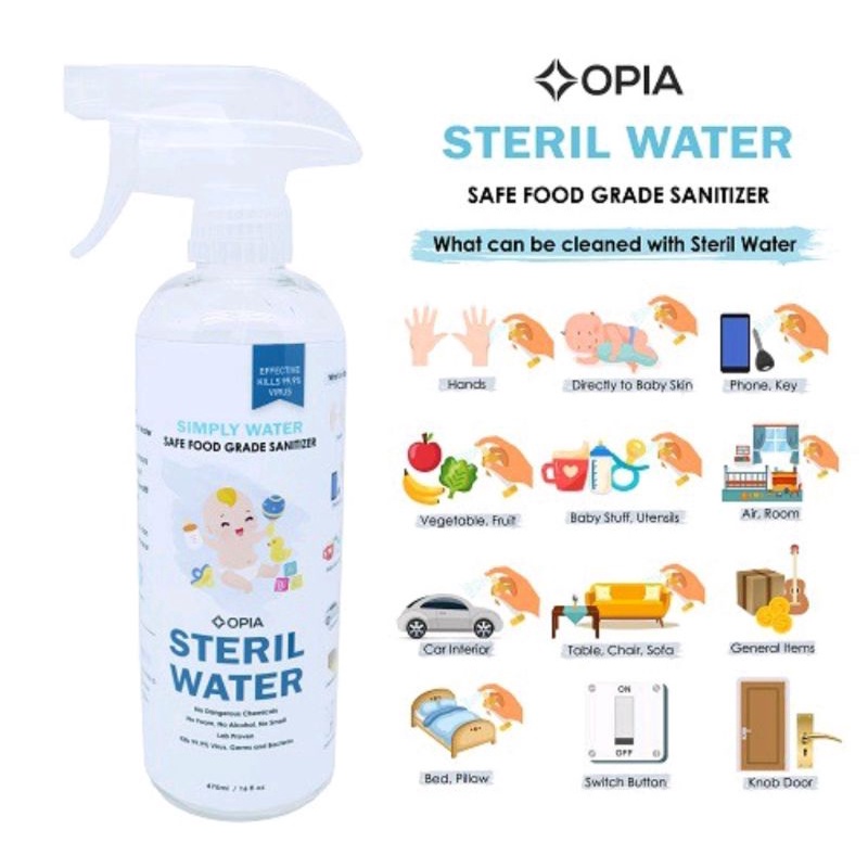 Opia Steril Water dan Sanitizer 100ml 475ml, Steril Water Opia