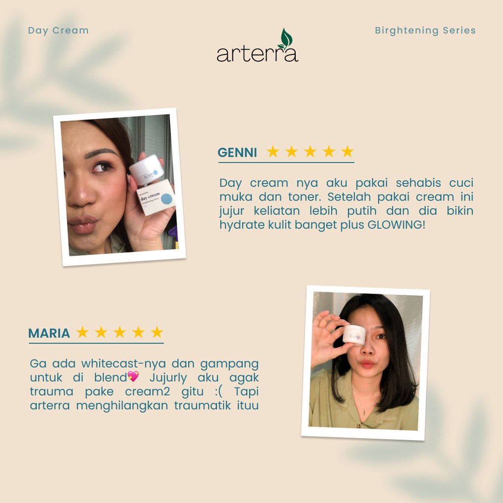 ARTERRA BRIGHTENING DAY CREAM ANTI AGING | KRIM WAJAH NIACINAMIDE ALPHA ARBUTIN