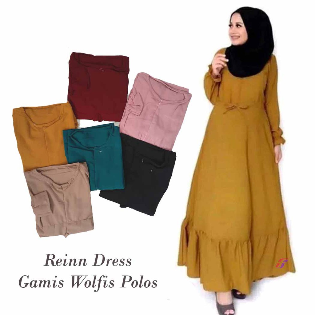 Gamis wolfis polos / gamis reinn dress / gamis navy / gamis syar'i / gamis remaja / gamis polos