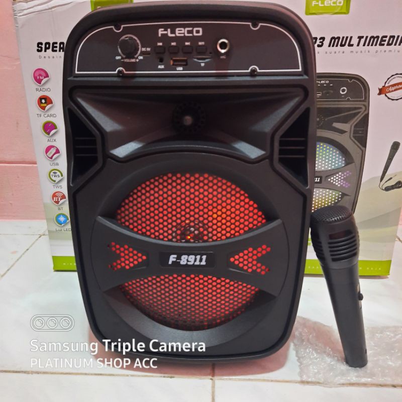 Speaker Bluetooth Fleco F9810/F8911 Free mic Karaoke/Subwoofer 8Inch Salon Aktif Wireless Multimedia