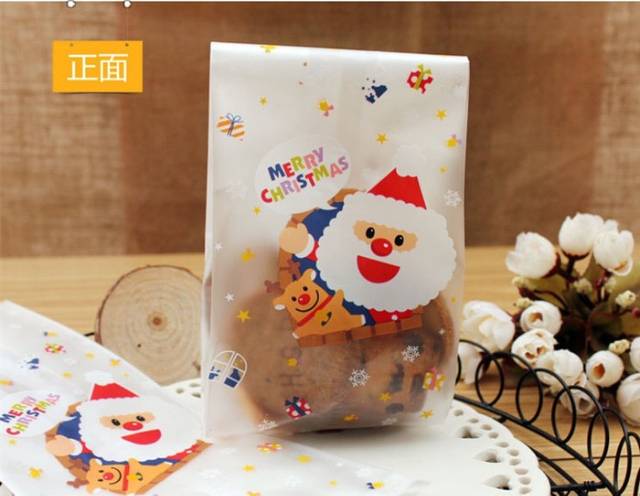 PLASTIK COOKIES NATAL PINK PUTIH PLASTIK HADIAH NATAL PS07