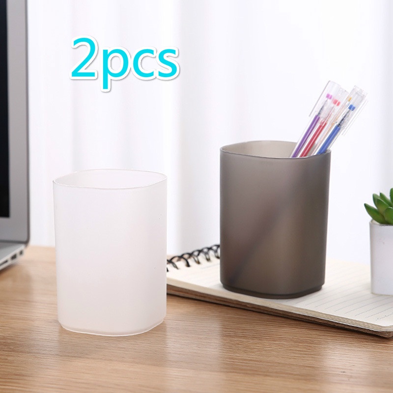 2pcs / Set Holder pen Bahan Plastik matte Untuk Meja