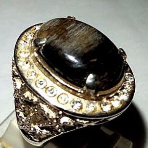 cincin batu akik galih kelor hitam