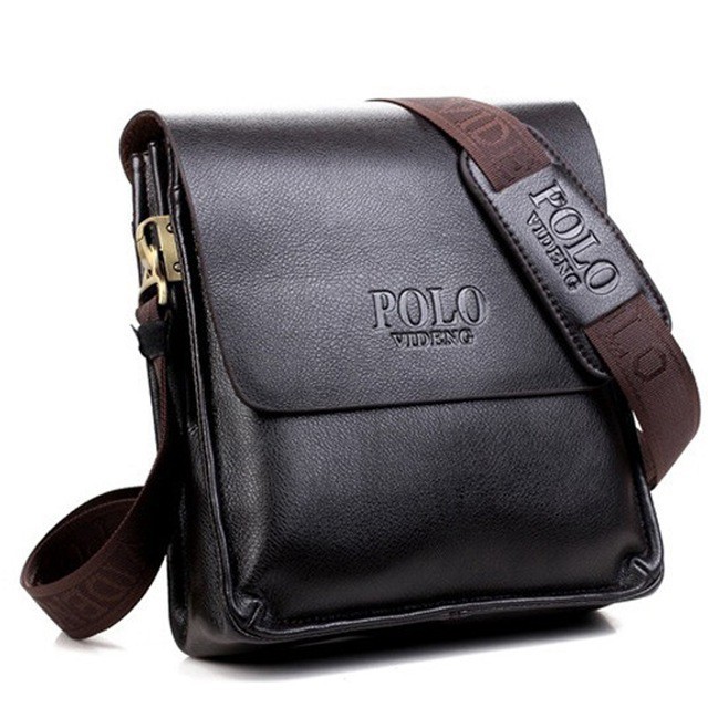 Tas Bahu Fashion Kasual Polo Bahan Kulit PU Untuk Pria 