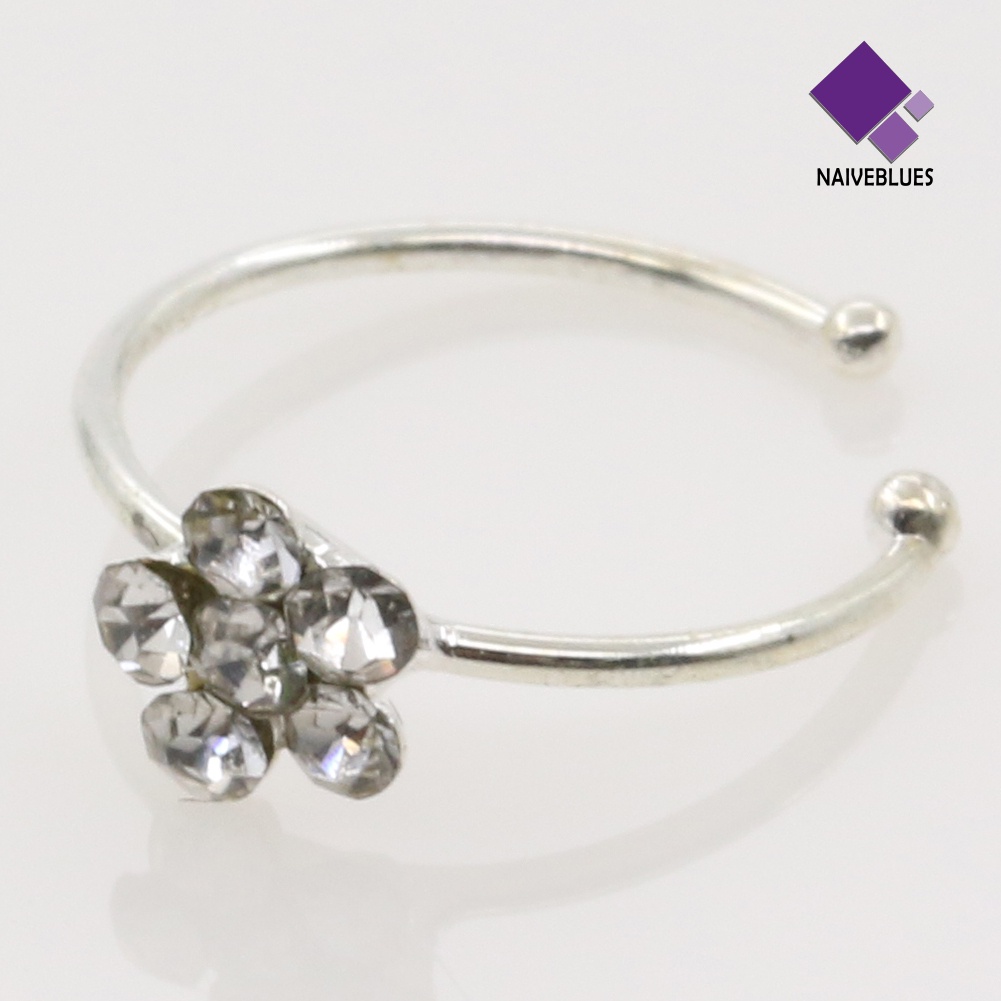 Naiveblue &gt; Cincin Tindik Tubuh Desain Bunga Hias 5 Berlian Imitasi