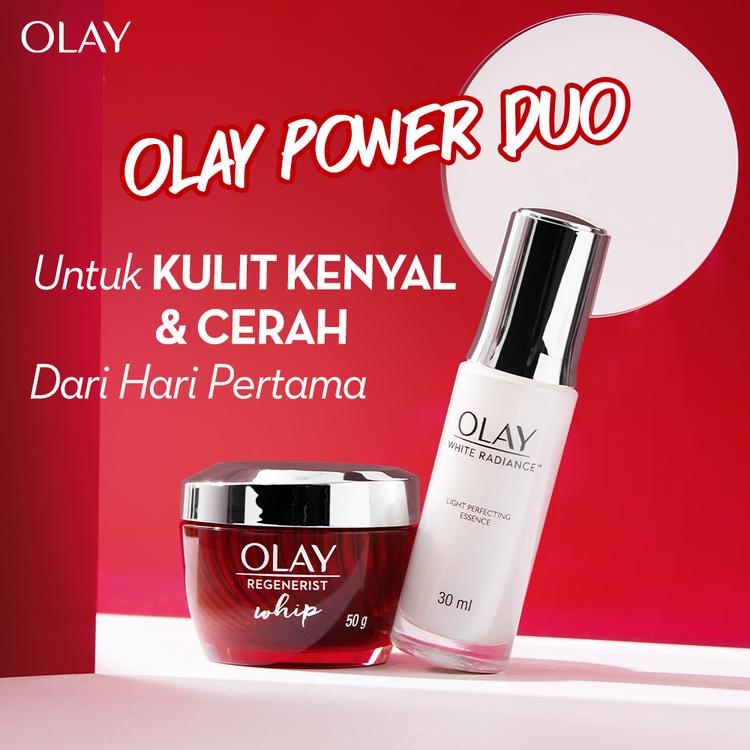 Olay Powerful Duo Pencerah Whip + Anti Aging - Krim Pelembab, Essence Wajah