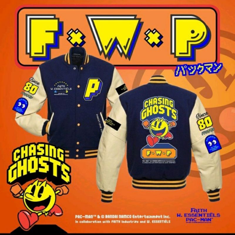Varsity Jacket PacMan “CHASING GHOSTS”  W.Essentiels x Faith x Bandai Namco