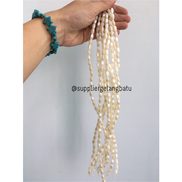 Mutiara Sintetis OVAL SEGI 4 8MM WHITE PEARL TULANG manik aksesoris