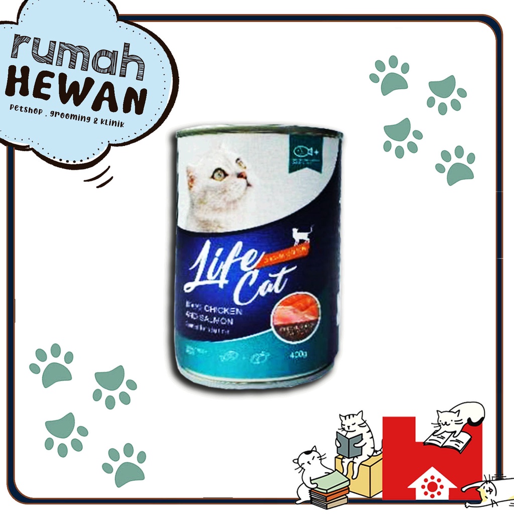 Lifecat kaleng 400gr Kitten &amp; Adult - Makanan Kucing Basah Life Cat Kaleng 400 gr