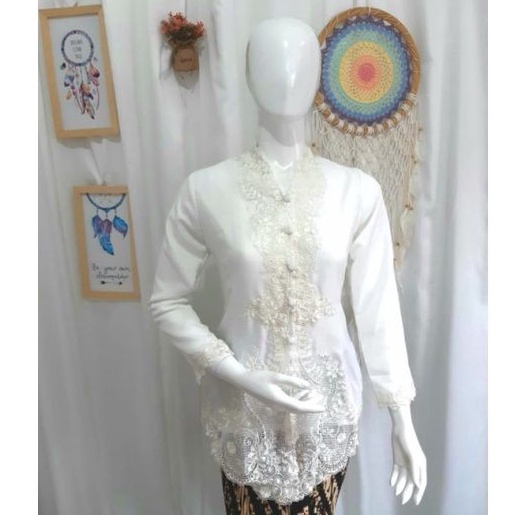 Kebaya putih lengan panjang katun primisima
