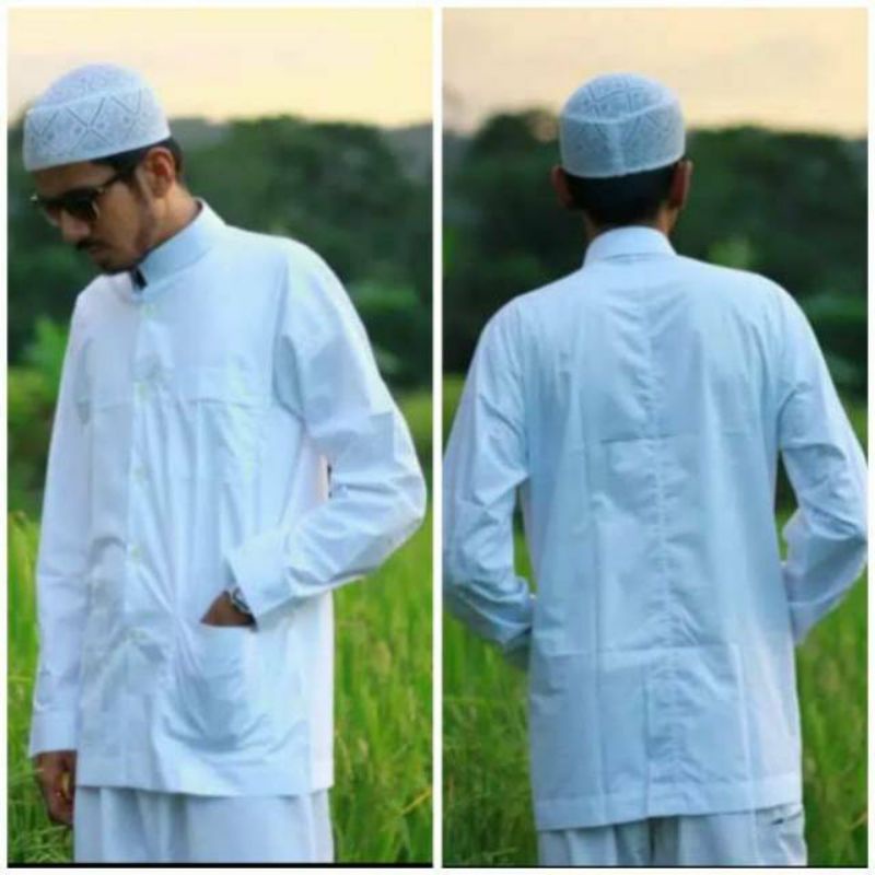 koko pria Haibah putih polos habaib