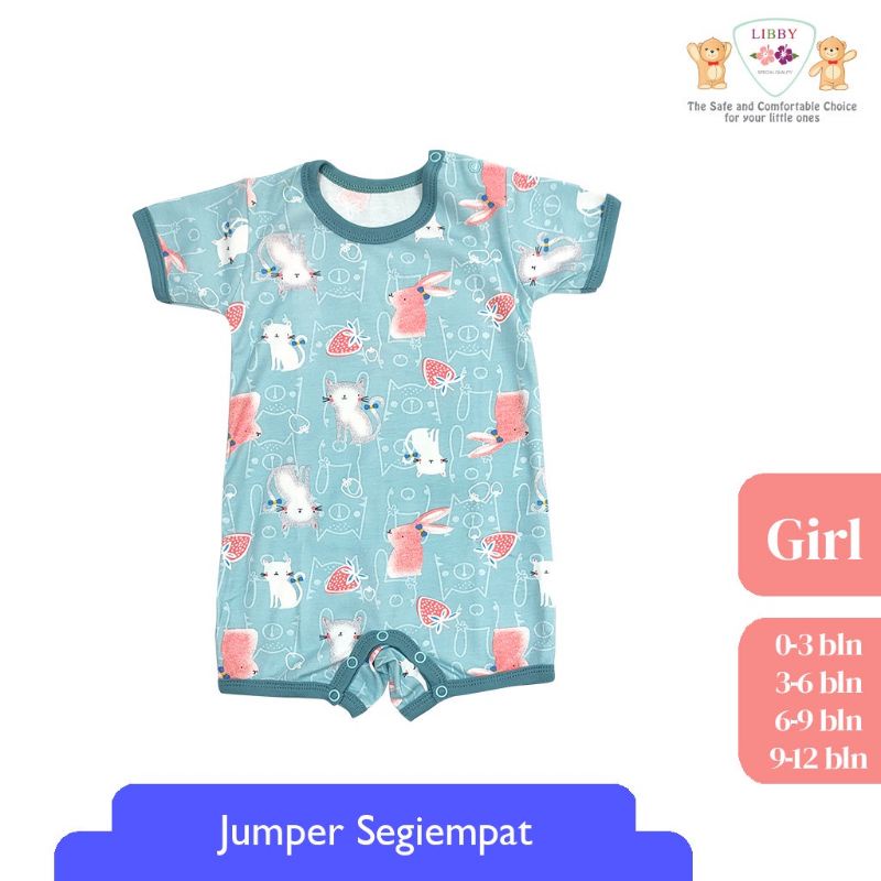 1 PCS LIBBY ROMPER PREMIUM / JUMPER LIBBY PENDEK SEGIEMPAT USIA 0-12 BULAN