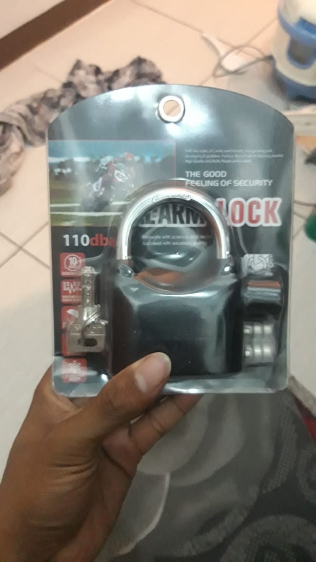 Gembok Alarm Kunci Gembok Anti Maling - Alarm Lock - Alarm Anti Maling - Kunci Cakram Motor