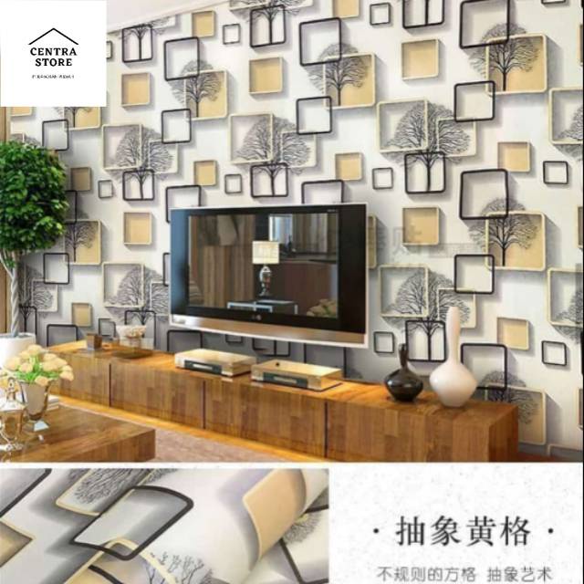 Wallpaer dinding 3dimensi kotak coklat