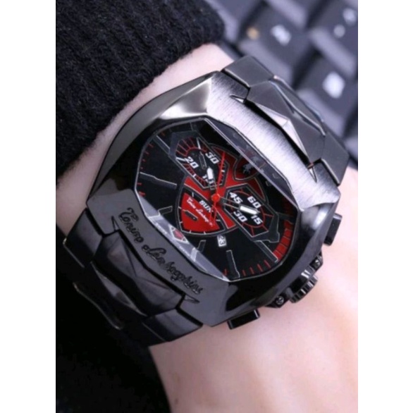 JAM TANGAN PRIA LAMBORGHINI RANTAI TANGGAL AKTIF DIAMETER 5CM| JAM FASHION PRIA