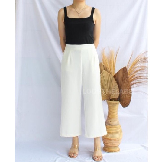 MOSSA CULLOTE PANTS - Celana Kulot Wanita / Celana Kantor / Celana Formal / Celana Panjang Wanita-WHITE