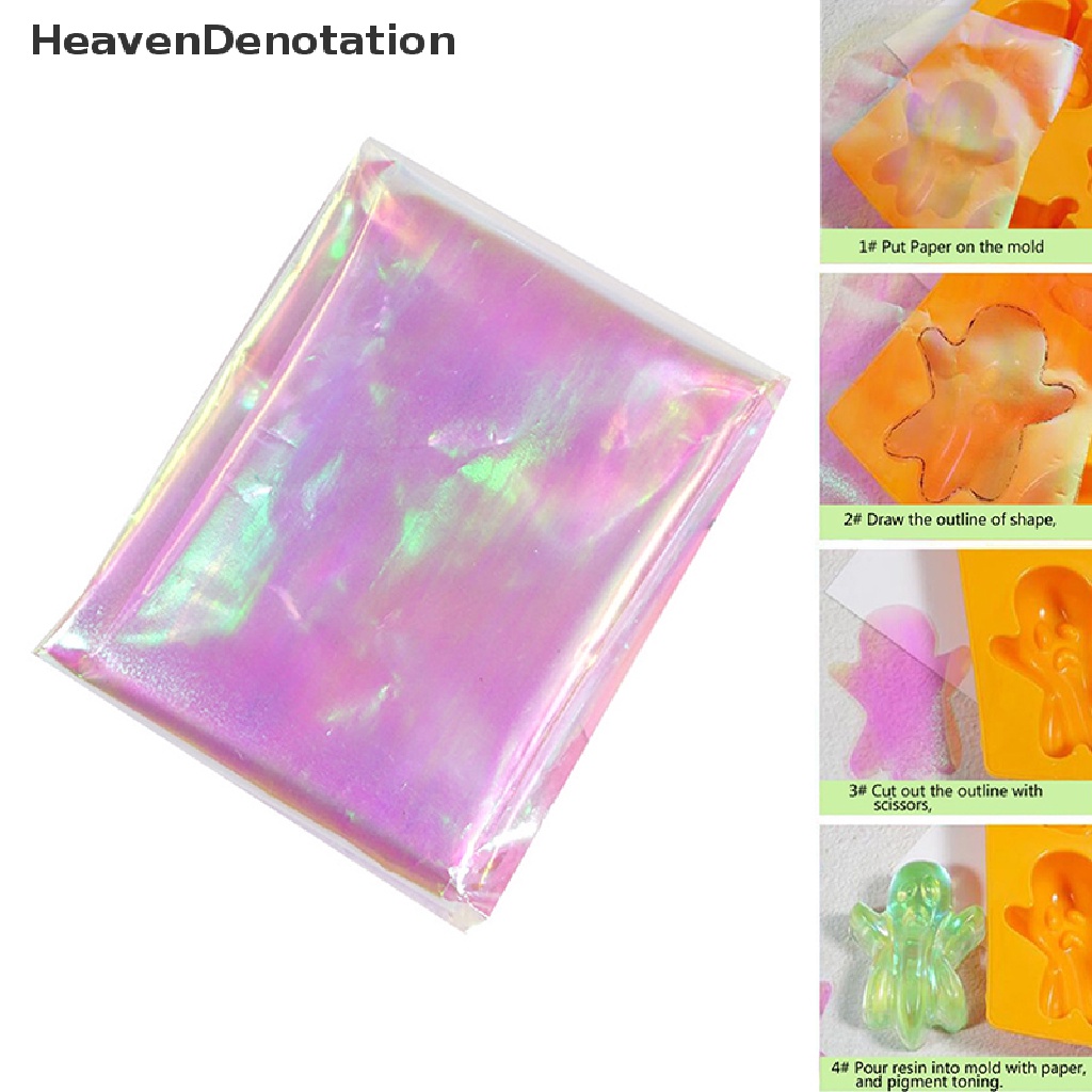 [HeavenDenotation]  Laser Iridescent Clear Film AB Effect Paper DIY Epoxy Resin Jewelry Fillings