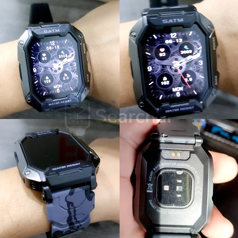 Jam Tangan 5ATM Jam Pintar Pria ✅C20 Outdoor Men's Watch 1.71 Inch HD Large Screen Bluetooth Deep Waterproof 380mAh Long Standby Smart Watch Multi-Sport Mode VS C16