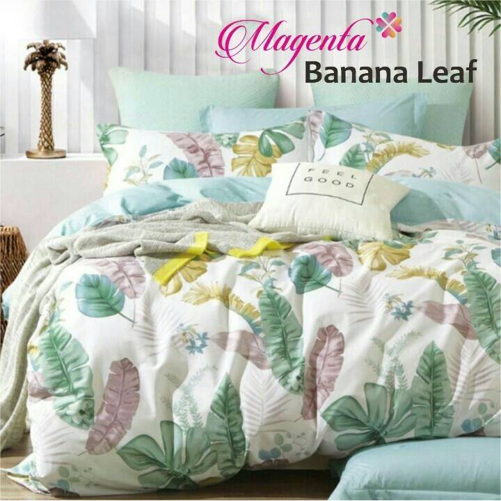 Sprei+Bedcover Motif Magenta Banana Leaf