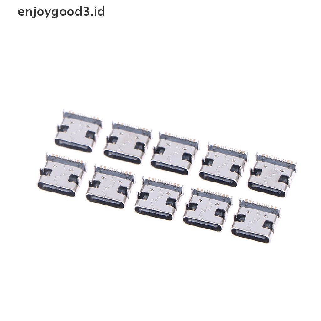 10pcs Konektor Soket Usb 3.1 16 Pin Tipe C Female Untuk Charger Handphone