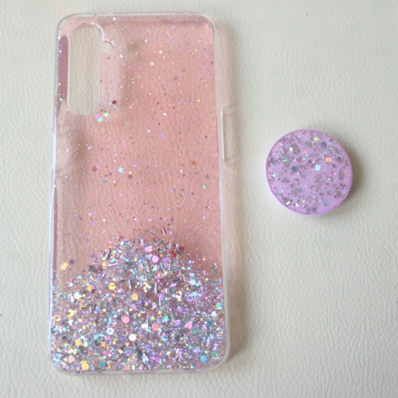 YKCS 0299 realme 6 realme6 case jelly casing HP glitter clear bening pink TPU