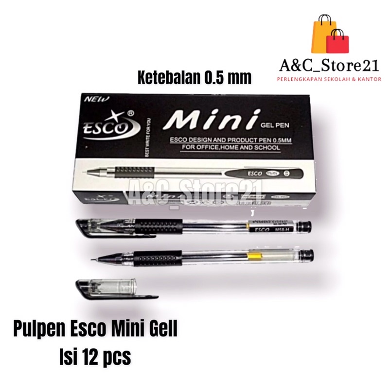 

Pulpen gel mini esco 0.5 mm / pulpen cair 0.5 mm lusinan