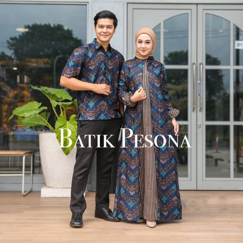 BISA PISAH Batik Couple Keluarga Sania Ruffle ori ndoro jowi TERMURAH Motif Songket Biru Ratu