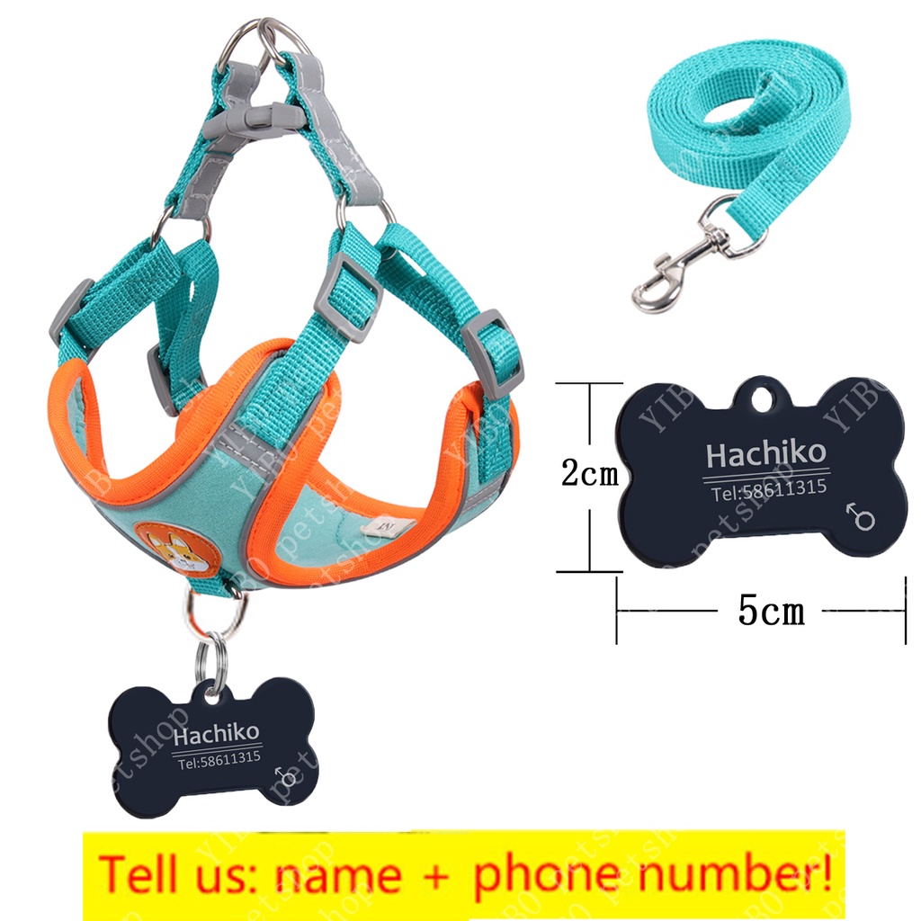 Set Rompi Harness Dan Tali Tuntun Bahan Stainless Steel Untuk Anjing / Kucing