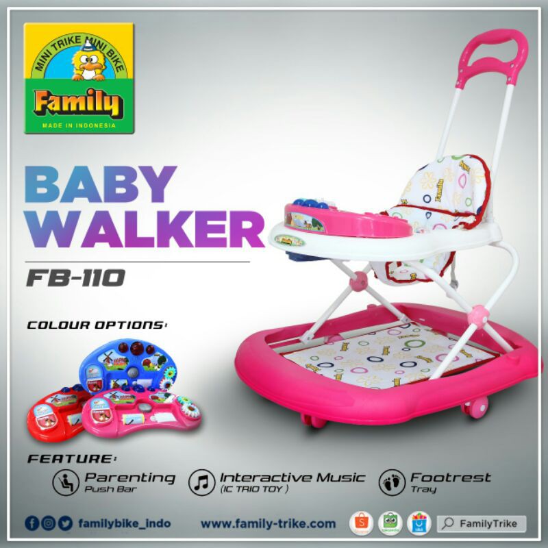 Baby walker family FB 110 / 2213 model terbaru dengan dorongan dan alas kaki