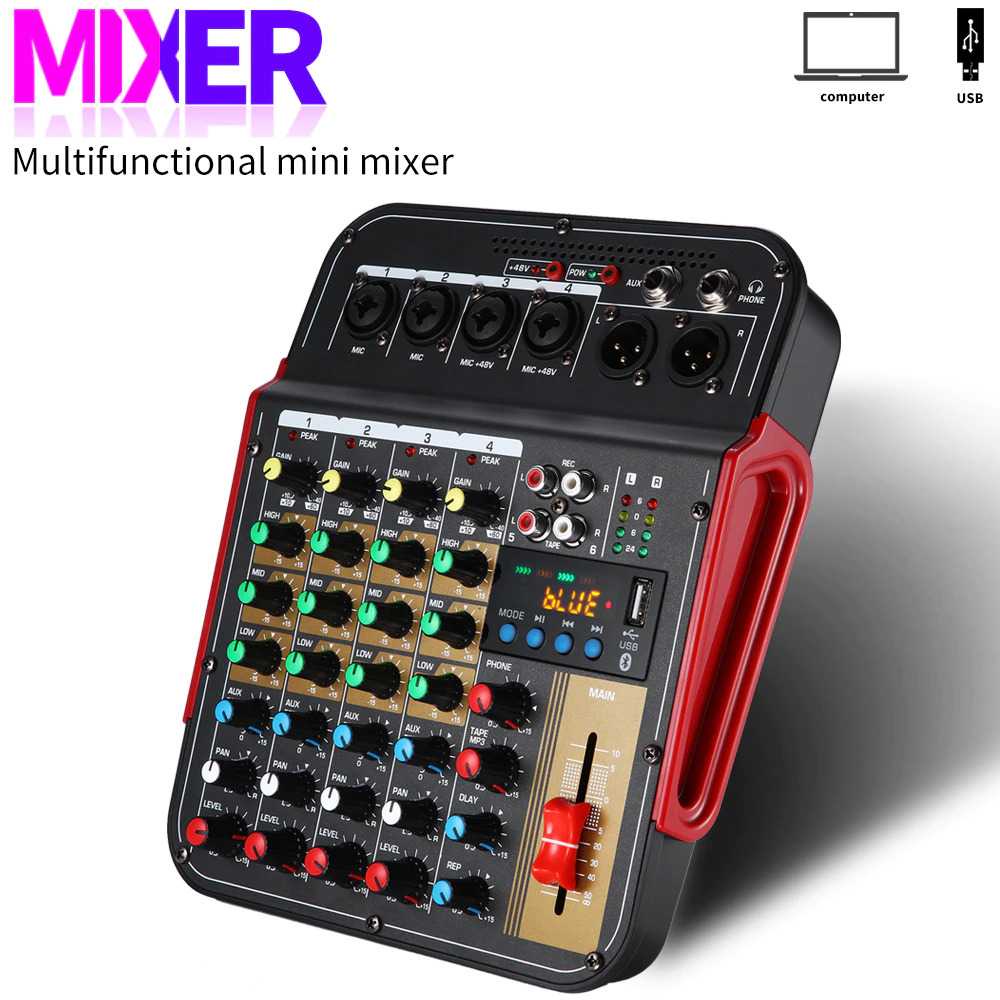 Audio Mixer DJ Bluetooth 6 Channel Nsingyue Professional Live Amplifier Mixser Audeo Podcast Ampli M