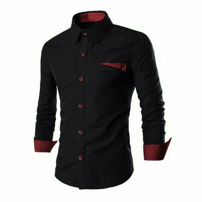 [arion black OT] kemeja pria katun stretch hitam