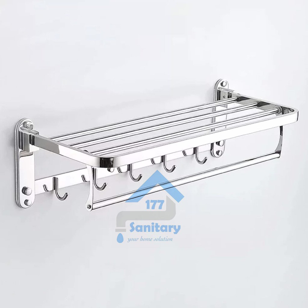 Rak Handuk Lipat Stainless 5 Susun 8831 -Tempat Handuk Dan Gantungan Kapstok Minimalis 5baris stenles rack towel sus 304 hook hitam black  anti karat /S1