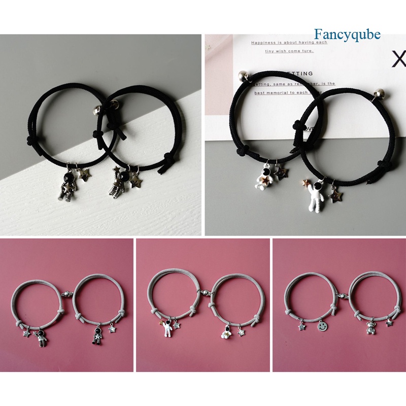 Fancyqube 2pcs Gelang Magnetik Liontin Astronot Luar Angkasa Untuk Pria Dan Wanita