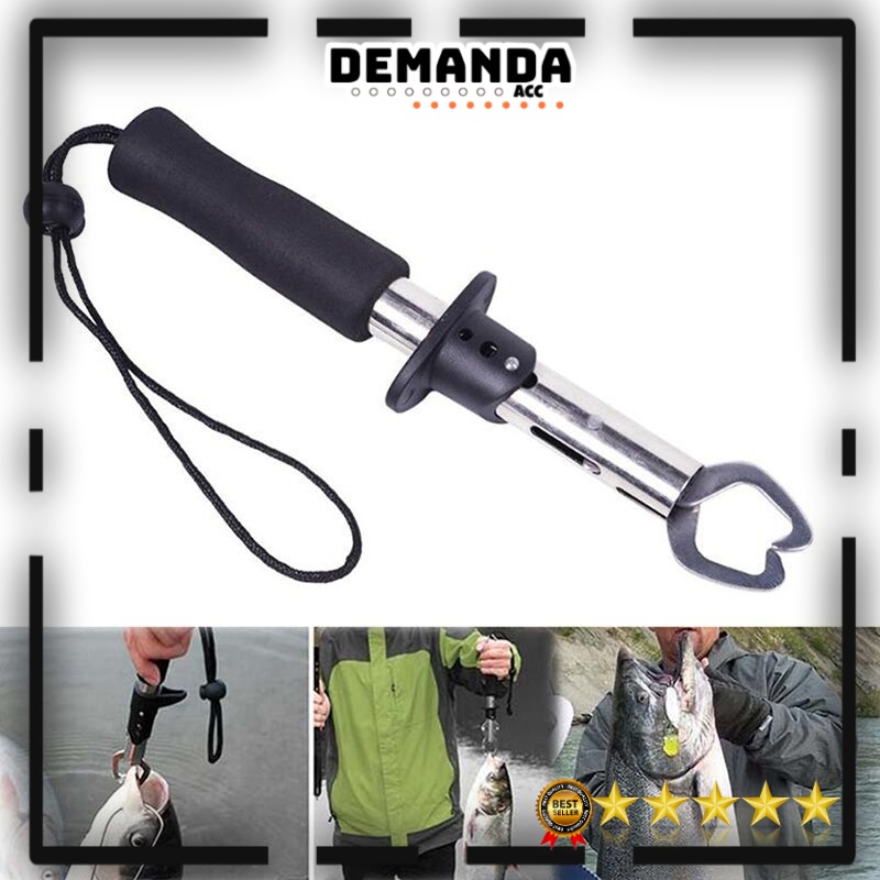 Alat Penangkap Ikan Penjepit Mulut Ikan Lip Grabber Fishing Tool Gripper Penangkap Ikan Fishing Lip Grabber Model Gagang Fish Lip Gripper Fish Scales Professional Fish Holder Stainless Steel Fish Lip Grabber