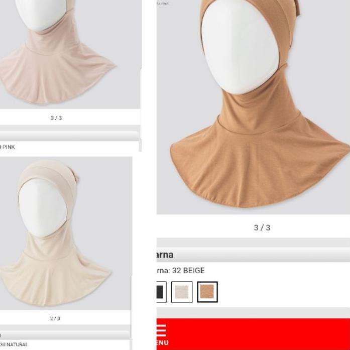 ►®◄ UNIQLO AIRISM HANATAJIMA Ciput Ninja / Bandana Inner Hijab