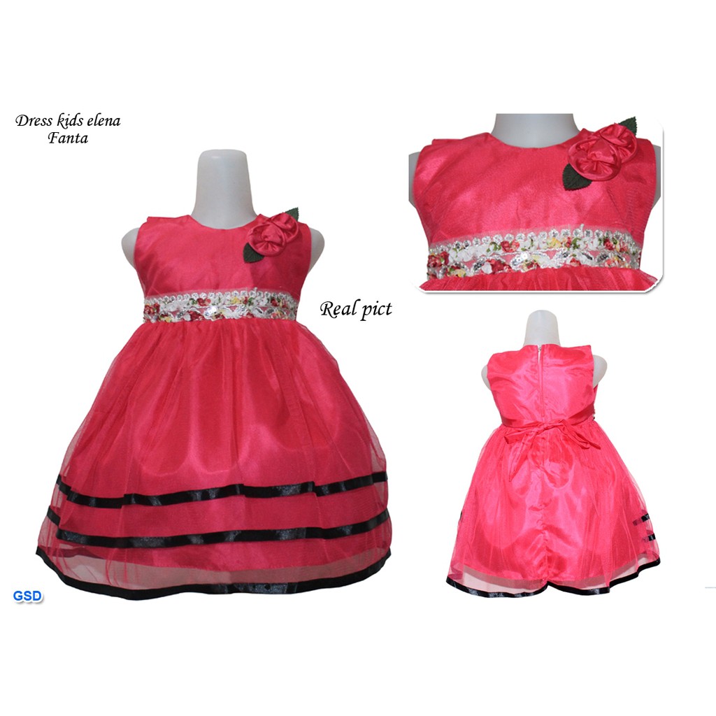 Dress Kids Elena/Dress Anak Perempuan Tanpa Lengan Brukat Brokat/Gaun Pesta Anak Murah/Baju Import