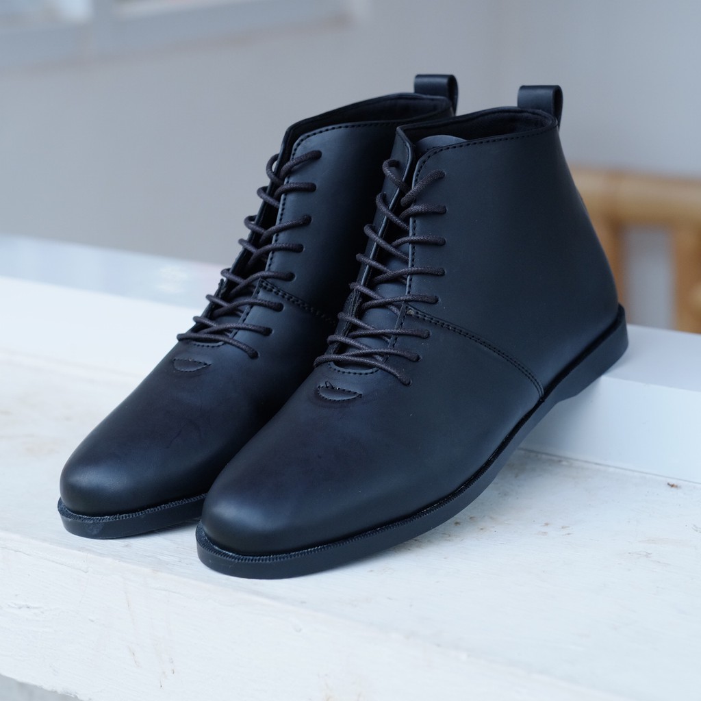 Eleos Black | Sepatu Boot Sport Formal Kasual Pria Cowok Boots Ori New Lokal Footwear | FORIND Besic