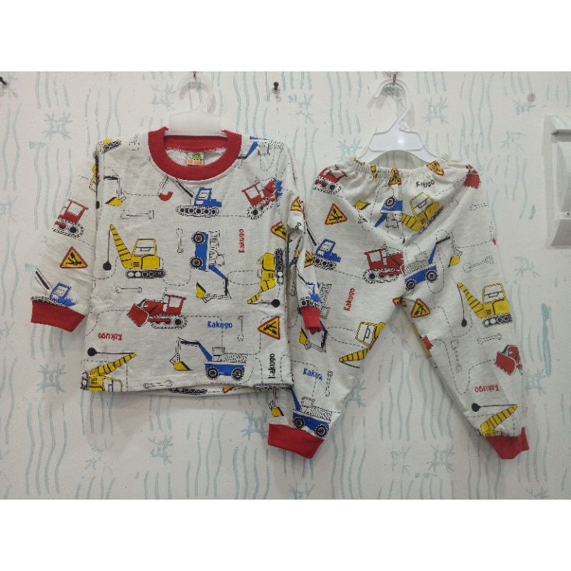 SETELAN PIYAMA/BAJU TIDUR ANAK COWOK KAKUGO "BULDOSER"