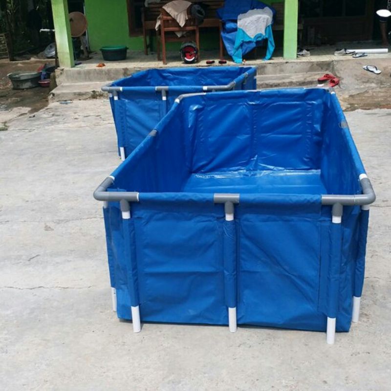 terpal kolam kotak 3x1x1 +berselot buat paralon bahan PVC ORCHID