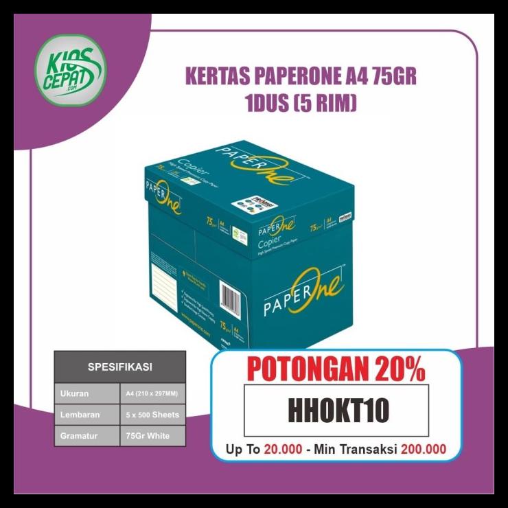 

TERLARIS [KHUSUS GOJEK/GRAB] KERTAS PAPERONE A4 75GR 1DUS = 5 RIM TERLARIS