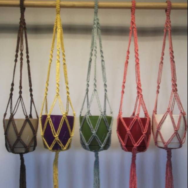 READY STOK) macrame Pot gantung/ macrame plant hanger (POT 001)