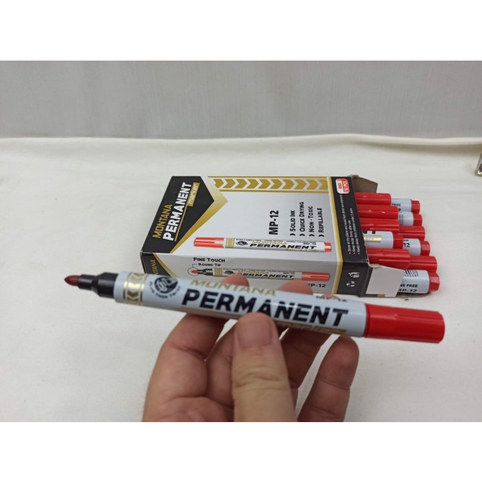 

Unik Spidol Permanent Merah 12 Pcs/ 1 Box Marker Ekonomis Spidol Permanen Bagus