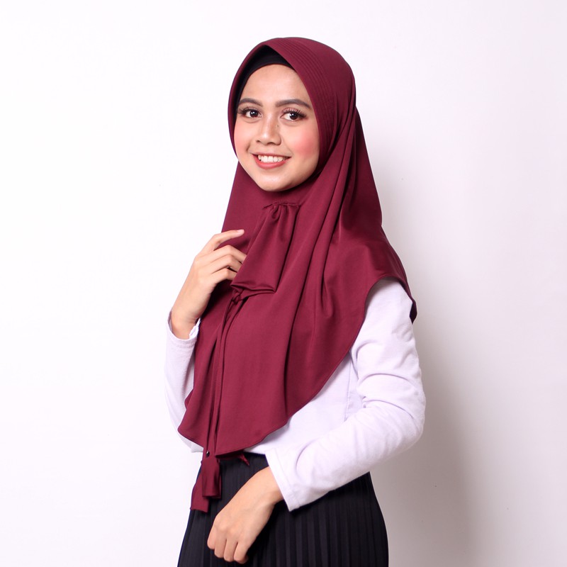 JILBAB MASKER / JILBAB INSTAN TERBARU ANRIA-Marun