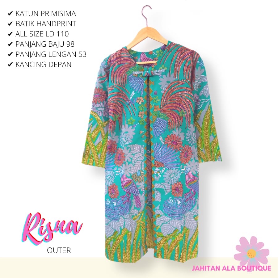 Outer risna batik solo atasan kerja vest outer lengan