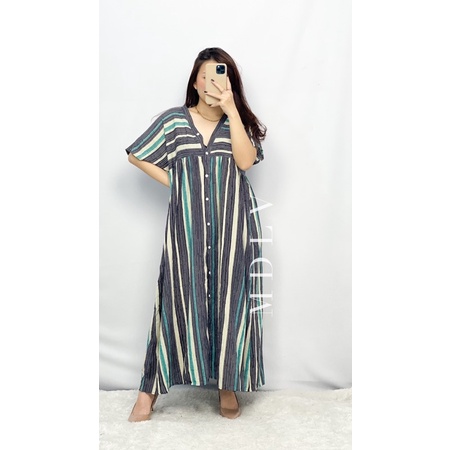 MDLV ~ 63004# Airvania Loose Dress  Maxi Dress Salur Jumbo Import