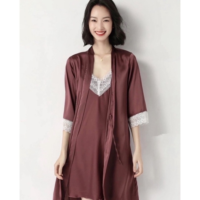 Kamania Audrey Silk Premium Set-baju tidur/seserahan/piyama/dress