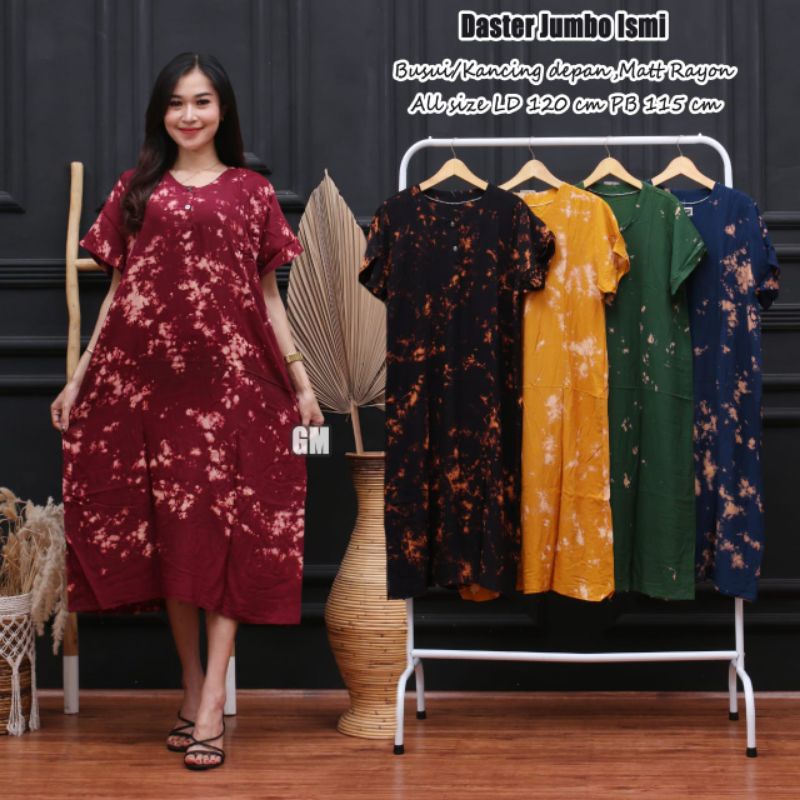 Daster jumbo busui kancing depan kain rayon adem nyerap keringat