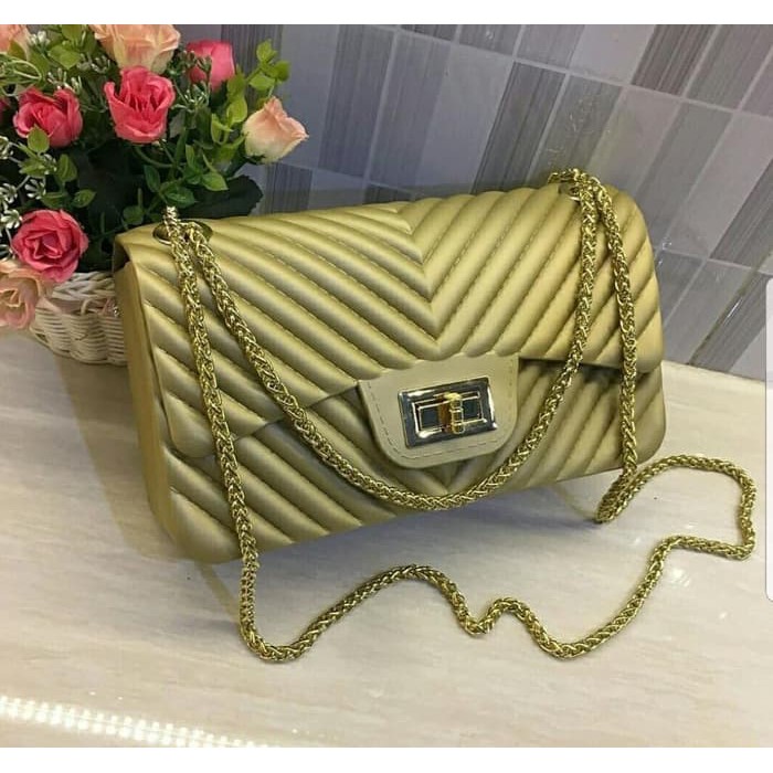 GROSIR 0551 Tas Chanel Chevron Jelly Matte TAS SELEMPANG