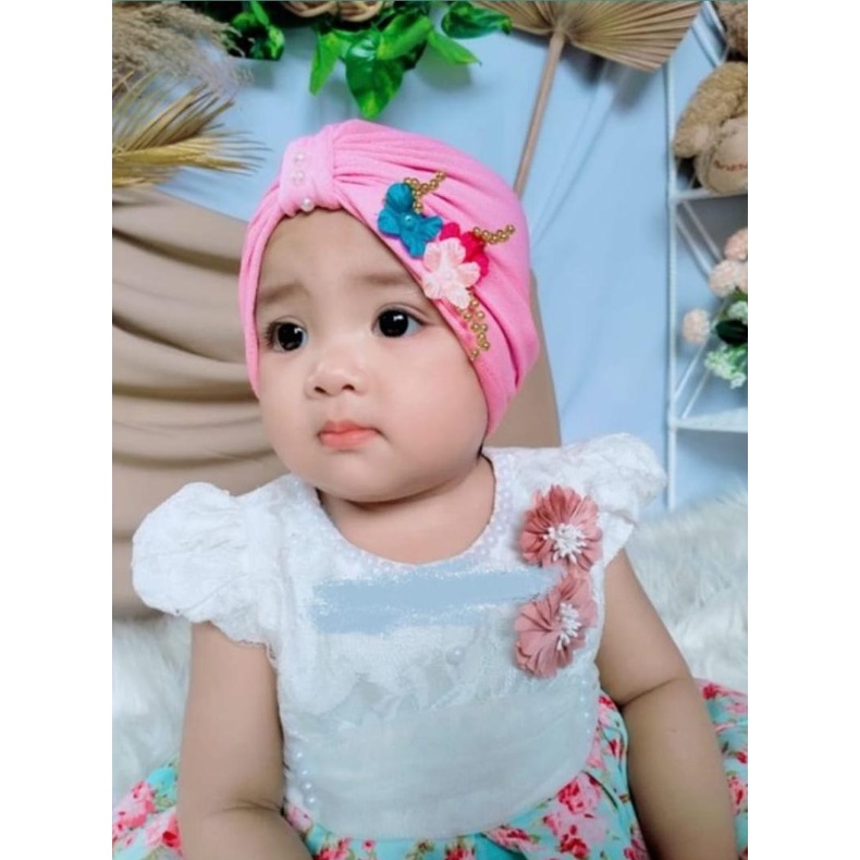 Turban Bayi Perempuan / Turban bayi sakura / Turban anak bunga samping turban bayi perempuan lucu